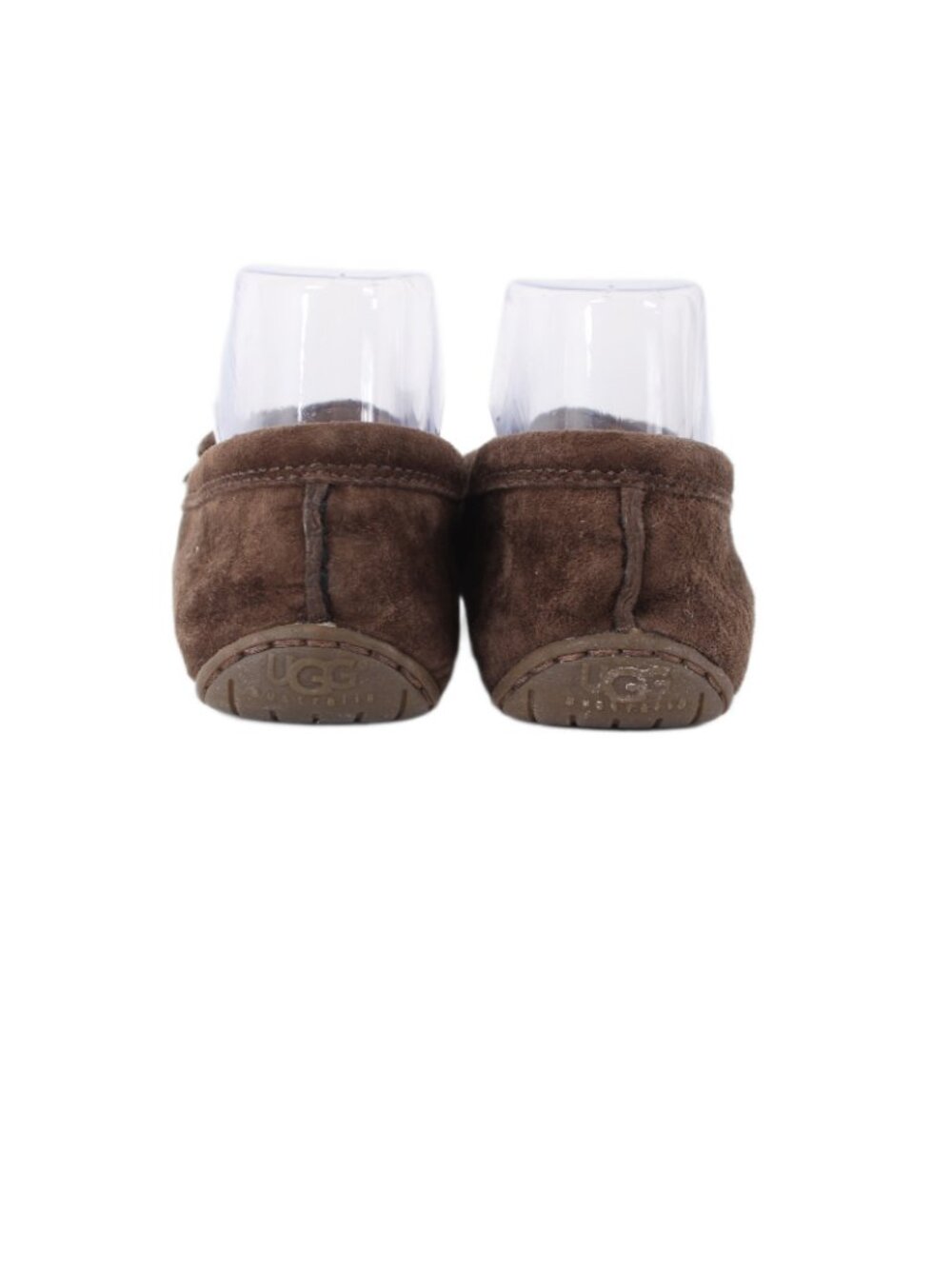 UGG Slippers Sz 6.5 Brown Buckle Detail Slip On Leather Suede Fur Slippers - Picture 3 of 9